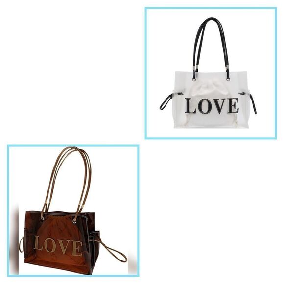 NWOT Large love jelly transparent shoulder tote bag - Picture 2 of 6